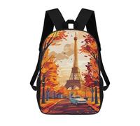 sinyumoney Eiffel Tower Autumn Kids Backpack Girls 3D School Bags, Children's Rucksack Toddler Schoolbag,Casual Daypacks Fashion Bookbag Bag 17inch