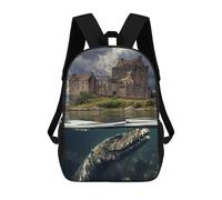 sinyumoney Eilean Donan Nessie Backpacks Kids School Backpack School Bag 3D Printed School Bag for Boys Elementary And Middle School Students 17inch