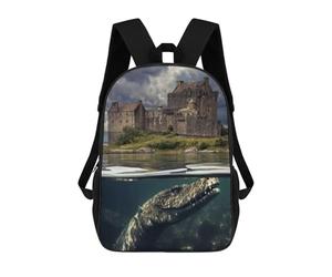 sinyumoney Eilean Donan Nessie Backpacks Kids School Backpack School Bag 3D Printed School Bag for Boys Elementary And Middle School Students 17inch