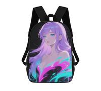 sinyumoney Elara Frost - Ice-Blue Eyes, Silky Pastel Lavender Hair School Backpack High Secondary School Bags Casual Backpack for Girl, Teen Girls 17inch