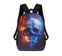 sinyumoney Electric Fire Skull Artwork Rucksacks 3D Printed Children 17inch Backpacks Fashion Casual Daypack Travel Bags Outdoor Casual Daypack for Boy And Girl
