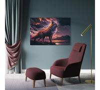 sinyumoney Electric Fox Nature's Power Abstract Wall Art for Living Room for Toilet Bathroom Decor Large Pictures 16x24inch(40x60cm)