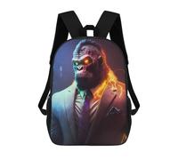 sinyumoney Electric Gorilla in Suit Rucksacks 3D Printed Children Backpacks Fashion Casual Daypack Cute Travel Bags Outdoor Casual Daypack for Boy And Girl 17inch