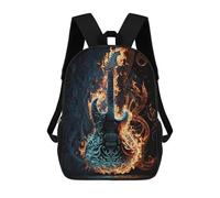sinyumoney Electric Guitar on Fire Art Print Rucksack School Secondary High School College Backpack Travel for Campus Outdoor Travel Sports 17inch