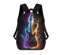 sinyumoney Electric Guitar with Flames-1 Kids School Backpack 3D Printed Backpacks Fashion School Bag Rucksacks for Boys Elementary And Middle School Students 17inch