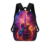 sinyumoney Electric Guitar with Flames Backpack School Large School Backpack for Boys for Teenage Girls Boys Women Men 17inch