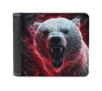 sinyumoney Electric Polar Bear Roar 3D Print Wallet Coin Pocket ID RFID Blocking Stylish Banknote Compartments Stylish Durable Leather Wallet 11.7cm*9.5cm