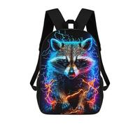 sinyumoney Electric Raccoon Artwork 3D Printed Children's School Backpack for Kids High Capacity Travel Rucksacks Book Bags Kids School Bag Back Pack 17inch