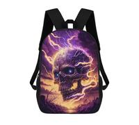 sinyumoney Electric Storm Skull Artwork -1 17 Inch Kids Backpack Fashion Fun Backpack Book Bag for Boys And Teenager 3D Printed for Boys