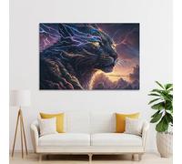 sinyumoney Electric Tiger Mystic Power Unleashed Art Work for Home Walls for Rustic Bath Decor Canvas Art 12x18inch(30x45cm)