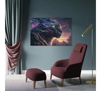 sinyumoney Electric Tiger Mystic Power Unleashed Art Work for Home Walls Wall Decor Ready to Hang for Bathroom Toilet Decor Large Canvas Wall Art for Living Room 20x30inch(50x75cm)