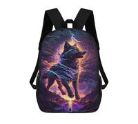 sinyumoney Electric Wolf Fantasy Artwork School Backpack Lightweight Airport College Students Back Pack for Girls Boys Teenage 17inch