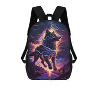 sinyumoney Electric Wolf Fantasy Scene Children's 17 Inch School Backpack 3D Printed Anime Movies for Kids Travel Rucksacks Book Bags Kids School Bag