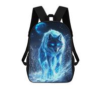 sinyumoney Electric Wolf in Snowy Landscape Rucksack Large School Backpack for Boys - Perfect for Travel, Work And Daily Use 17inch