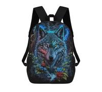 sinyumoney Electric Wolf with Roses 3D Printed Children's School Backpack for Kids Travel Rucksacks Book Bags Kids School Bag 17inch
