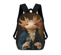 sinyumoney Elegant Axolotl Gentleman Portrait School Backpack Large Water Resistant Laptop Backpack for Boys/Girls/Teenagers 17inch