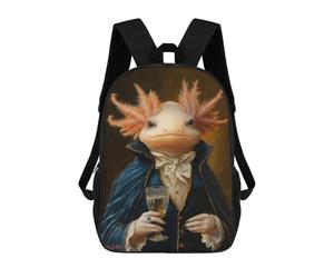sinyumoney Elegant Axolotl Gentleman Portrait School Backpack Large Water Resistant Laptop Backpack for Boys/Girls/Teenagers 17inch