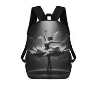 sinyumoney Elegant Ballerina in Floral Tutu Backpack School Fashion Stationery Backpack Waterproof Casual Daypacks for Boys/Girls/Teenagers 17inch