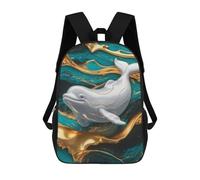 sinyumoney Elegant Beluga Whale with Golden Accents Backpack School Daypacks Business Backpack Water Resistant Bookbag for Teenage Girls Boys Women Men 17inch