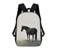 sinyumoney Elegant Black Horse School Bag Bookbag 3D Printed Children's Backpacks for Kids Boy Girl Book Bags Kids School Bag Travel Rucksacks 17inch