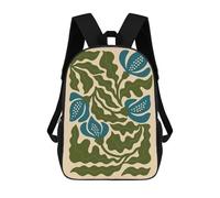 sinyumoney Elegant Blue Floral Illustration - Minimal Botanical Wall Art with Cool Tones Backpack School Large Water Resistant Laptop Backpack for Teenage Girls Boys Women Men 17inch
