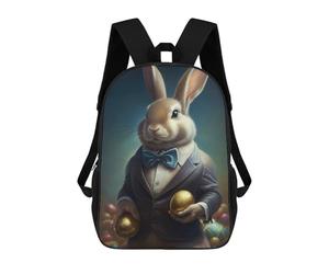 sinyumoney Elegant Bunny with Golden Eggs School Backpack Large Lightweight Casual Backpack for Boys/Girls/Teenagers 17inch