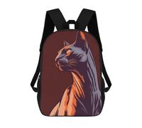 sinyumoney Elegant Cat Portrait Children's School Backpack 3D Printed for Kids Travel Rucksacks Book Bags Kids School Bag 17inch