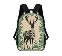 sinyumoney Elegant Deer with Floral Frame School Backpack Lightweight Airport College Students Back Pack for Girls Boys Teenage 17inch