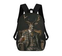 sinyumoney Elegant Elk 3D Printed Children's School Backpack for Kids High Capacity Travel Rucksacks Book Bags Kids School Bag Back Pack 17inch