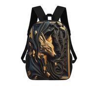 sinyumoney Elegant Golden Fox Art Decoration 17 Inch Backpacks Kids Schoolbag,3D Printed Elementary And Middle School Students Backpacks for Boys Girls