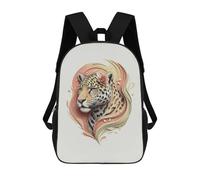 sinyumoney Elegant Leopard with Floral Accent 17 Inch Backpacks Kids Schoolbag,3D Printed Elementary And Middle School Students Backpacks for Boys Girls