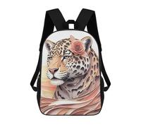 sinyumoney Elegant Leopard with Rose Children's 17 Inch School Backpack 3D Printed Anime Movies for Kids Travel Rucksacks Book Bags Kids School Bag