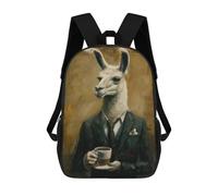 sinyumoney Elegant Llama with Coffee School Backpack Water Resistant Travel Backpack Computer Bag for School/Work/Travel 17inch
