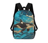 sinyumoney Elegant Orca Whale in Ocean School Bag Bookbag 3D Printed Children's Backpacks for Kids Boy Girl Book Bags Kids School Bag Travel Rucksacks 17inch