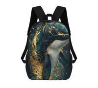 sinyumoney Elegant Orca Whale with Gold Accents Ronaldo Backpack, Children's Backpack, Student School Bag, Book Bag, 3D Printed School Bag For Boys And Girls, 17inch
