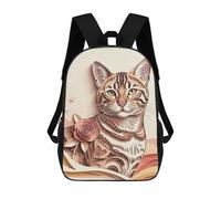 sinyumoney Elegant Papercut Cat with Rose Backpack School Daypacks Business Backpack Water Resistant Bookbag for Men, Women & Teenage Boys 17inch