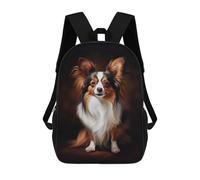 sinyumoney Elegant Papillon Dog Portrait Backpack School Bag Large School Backpack for Boys - Perfect for Travel, Work And Daily Use 17inch