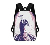 sinyumoney Elegant Peacock Illustration School Backpack Large Lightweight Casual Backpack for Boys/Girls/Teenagers 17inch