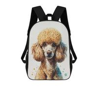 sinyumoney Elegant Poodle Portrait with Watercolor Accents Kids School Backpack School Bag 3D Printed School Bag for Boys Elementary And Middle School Students 17inch