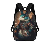 sinyumoney Elegant Rabbit Art Print-3 Backpack School Bag Fashion Stationery Backpack Waterproof Casual Daypacks- Perfect for Travel, Work And Daily Use 17inch