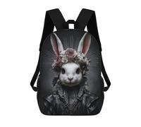 sinyumoney Elegant Rabbit with Floral Crown Rucksack Rucksack Casual Daypacks School Work Travel Bag for Men, Women & Teenage Boys 17inch