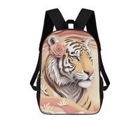 sinyumoney Elegant Tiger with Rose Kids Backpack Girls 3D School Bags Children's 17 Inch Rucksack Toddler Schoolbag,Casual Daypacks Fashion Bookbag Bag
