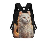 sinyumoney Elegant White Cat Portrait School Bags Water Resistant Travel Backpack Computer Bag for Teenage Girls Boys Women Men 17inch