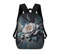 sinyumoney Elegant White Flower on Marble Background Backpack School Bag Large School Backpack for Boys - Perfect for Travel, Work And Daily Use 17inch