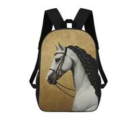 sinyumoney Elegant White Horse Portrait School Backpack Water Resistant School Bag Business Backpack for Men/Women 17inch