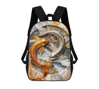 sinyumoney Elegant Yin Yang Koi Backpack School Daypacks Business Backpack Water Resistant Bookbag for Men, Women & Teenage Boys 17inch