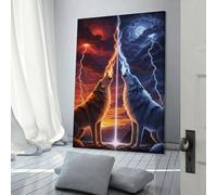 sinyumoney Elemental Wolves Howling at The Sky Wall Pictures Bedroom for Gifts Bathroom Home Kitchen Office Decor Canvas Art 20x30inch(50x75cm)