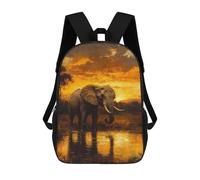 sinyumoney Elephant at Sunset Backpacks 3D Printed 17inch Kids School Backpack Outdoor Casual Daypack Casual Travel Bags for Middle School Students