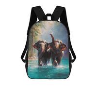sinyumoney Elephant Family in River Backpack School Bag Lightweight Casual Daypack School Backpacks for School/Work/Travel 17inch