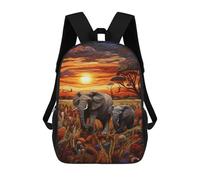 sinyumoney Elephant Family Sunset Safari Children's Backpacks Kids Fun School Bag Boys Backpack Travel Bag Student Schoolbag Book Stationery Bag Chool Bags 17inch